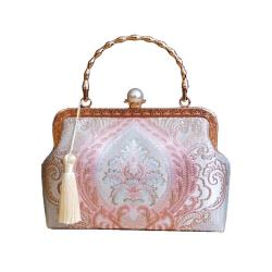 2024 Custom Handmade Embroidery Fabric Purse Handbag For Women With Pearl Tassel
