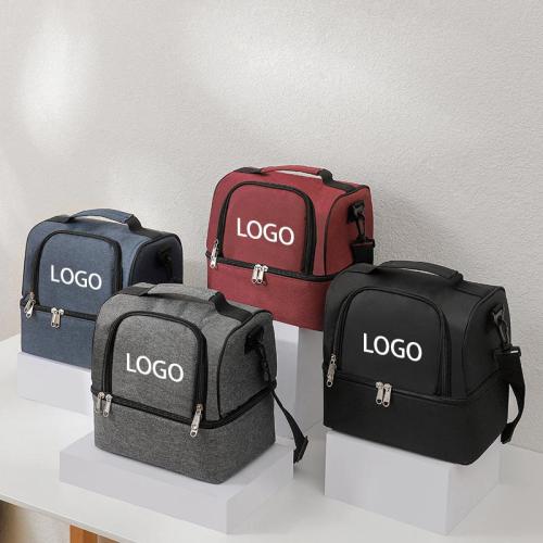 Wholesale Custom Logo Multi-functional Thermal Insulation Cooler Box Double Deck Insulated Lunch Bag with Shoulder Strap
