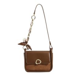 2024 Custom Hot Selling Suede Leather Shoulder Bag For Women With Scarf Metal Chain