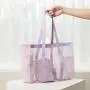 HR480 Women's One Shoulder Travel Bag Mesh Beach Leisure Swimming Fitness Tote Bag Clothes Hollow out Portable Shopping Bag