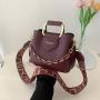 2024 Winter New Bucket Bag Three Shoulder Belt Chain Handbag European And American Fashionable Women's Shoulder Bag