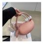 Trendy Lady Designer Bag  2 in 1 PU Leather Pure Color Unique Bean Shape Handbag Fashion Women Purses Zipper Round Bead