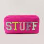 New Candy Color Bride Nylon Pouch Cosmetic Bag Can Be Customized Candy Make Up Bag With Chenille Letter Patches