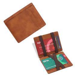 2022 New leather magic wallet card holder rfid blocking elastic band wallet magic card holder