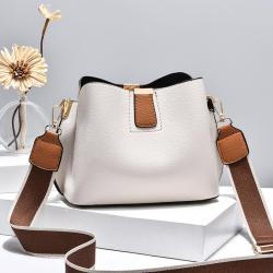 Simple and casual lychee patterned contrasting single shoulder crossbody bag