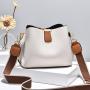 Simple and casual lychee patterned contrasting single shoulder crossbody bag