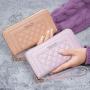 2024 New Women's Wallet Long Leather Zipper Clutch Bags Embroidery Fashion Large Capacity Purse Wallet Mobile Phone Bag