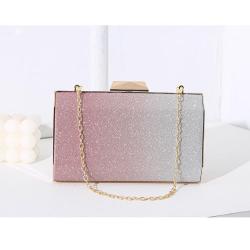 Factory Prices Fashion Style  Pink sparkling fabric Gradient Clutch Bag Small Square Bag Party Wedding Evening Bags For Women