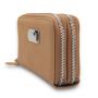 Custom Logo Saffiano Purse Leather Women Double Zipper Credit Card Holder Clutch Wallet