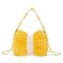 2024 Wholesale Bow Acrylic Beaded Hand-woven Hollow Beaded Handbag Fresh and Sweet Ladies resin Beaded Flap