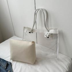 Custom New Female Bag  Niche Design Female Bag Tote  Zipper Shoulder Bag PVC Print