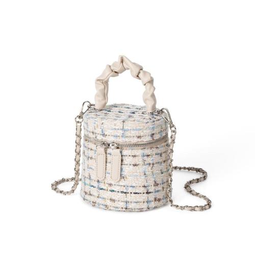 2024 Custom Worsted Barrel Handbags For Women Ladies Bags With Wrinkle Handle