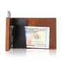 Custom Genuine Leather Pop up Card Holder Aluminum Wallet Crazy Horse Leather Metal Card Holder