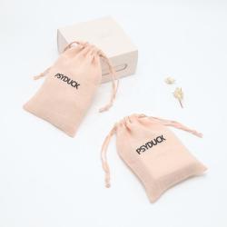 Promotion Gauze Cotton Gift Packaging Makeup Cosmetic Bag Natural Gauze Drawstring Cotton Cosmetic Pouch