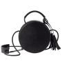 Low MOQ Round Mini Handbag Fashion Barrel Shoulder Bags With Tassel Handmade Female Handbags