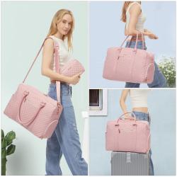 LOVEVOOK Quilted Gym Duffel Bag with Toiletry Bag Yoga Fitness Travel Duffle with Shoe Compartment New Weekender Overnignt Bags