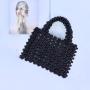 Custom  acrylic resin beads square hand bag Wholesale New Design Clutch Evening Bag Handmade Black Beaded Bags Handbag