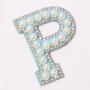 Keymay RTS Lightweight Personalized Varsity Self Adhesive Embroidered Letter Patch Sticker Patch Rhinestone Pearl Letter Patches