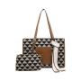 Autumn Winter Trend Style Women's Two-Piece Set Custom Logo Canvas Tote Bags Lady Handbag Geometric Leather Polyester Tassel