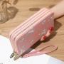 ZR754 Women's Wallet Long Handbag PU Double-layer Zipper Coins Wallet Purse Stylish Contrast Color Mobile Phone Bag Card Holder