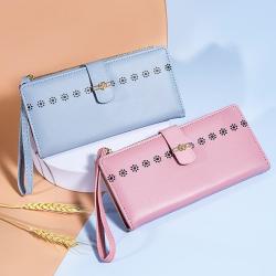 HR754 Women's Wallet Long Zipper Fashionable 2024 New Wallet Women's Zipper Flower Decoration Handbag Purse