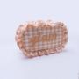 Keymay Custom embroidered letters Girls Cute Organizer Zipper Pouch Gingham Pouch Check Cosmetic Bag Ruffle Makeup Bag