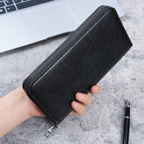 Men's wallet 2024 New fashion plaid horizontal soft leather men's short wallet large capacity multi-card purse