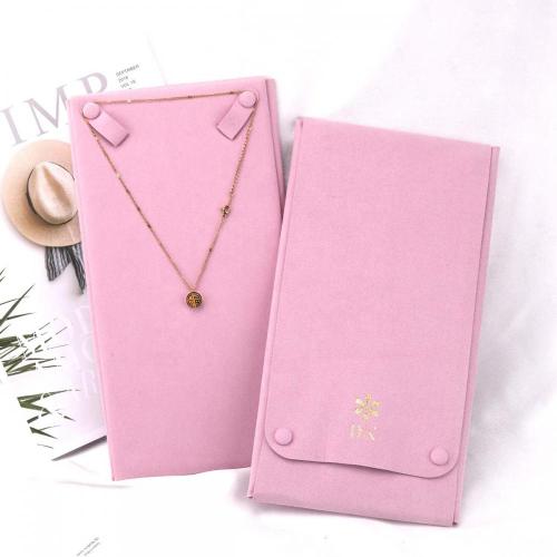Custom Gold Stamping Microfiber Jewelry Display Luxury Suede Microfiber Necklace Earring Jewelry Pouch With Insert Card Pad
