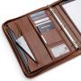 Custom leather portfolio folder notebook leather cover travel A4 document holder with ring binder