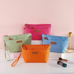 Gelory Portable Custom Logo Double Zipper Nylon Fabric Cosmetic Bag Zipper Fashion Toiletry Bag