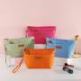 Gelory Portable Custom Logo Double Zipper Nylon Fabric Cosmetic Bag Zipper Fashion Toiletry Bag