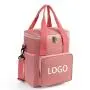 customized fashion pink portable soft camping cooler tote bag with pocket work thermal insulated lunch bags with logo
