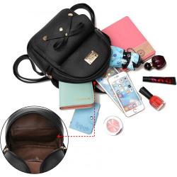 Fashion Small Daypacks Mini Backpack Purse Cute Bowknot Decor PU Leather Backpack Women