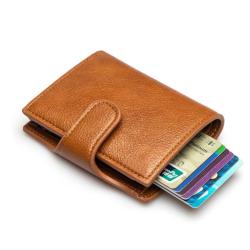 2024 Custom Vintage PU Leather Metal RFID Card Holder For Unisex ID Credit Wallet
