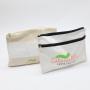 Custom Logo Printed Canvas Zipper Travel  Cosmetic Bags Luxury Cotton Canvas Drawstring Gift Packaging Dust Makeup Pouch
