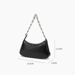 Ladies Fashion Pu Leather Women Handbags Custom Logo Hobo Bags Half Moon Shoulder Bag With Metal Chain