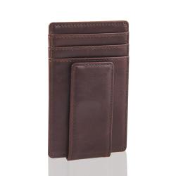 Luxury money clip card holder leather business credit card holder leather mens slim wallet with money clip