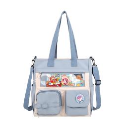 Low moq custom fashion girls handbags clear pvc gothic nylon blue ita bags book tote bags