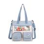 Low moq custom fashion girls handbags clear pvc gothic nylon blue ita bags book tote bags