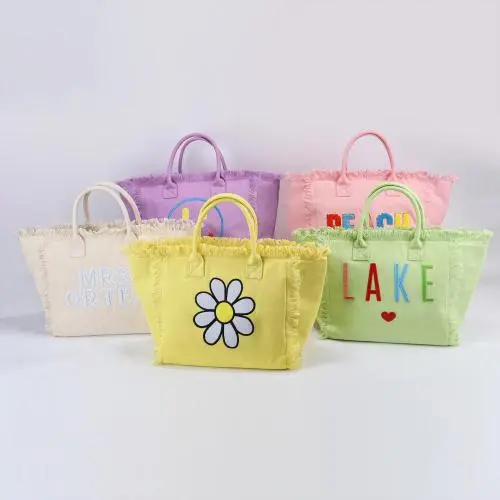 Kemay High Quality Large Canvas Beach Bag Cotton Bag Canvas Handbag With Zipper Custom Canvas Tote Bags