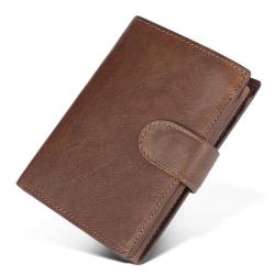 Large Capacity Wallet for Men Genuine Leather RFID Blocking Trifold Stylish Wallet With 2 ID Window Card Holder