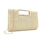 Summer Straw Plaited Casual Travel Clip Clutch Purse for Women Ladies Beach Handbag Clutch Chain Bag for Wedding Party Wholesale