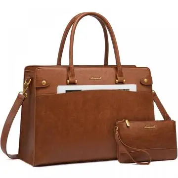 15.6 17 inch Large Laptop Tote Bag For Women Work Vintage Waterproof Leather Business Briefcase Office Computer Handbag Purse
