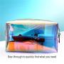 Gelory Travel Large Capacity Zipper Makeup Pouch Fashion Custom Holographic Pvc Clear Makeup Cosmetic Bag Waterproof