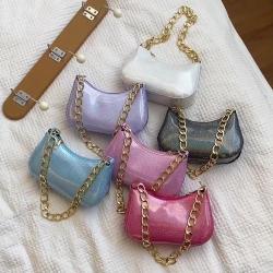 Simple fashion design solid color women's bag 2024 summer new chain sling cross shoulder bag