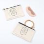 Custom Logo Printed Natural Canvas Sunglasses Pouch Makeup Cotton Zipper Cosmetic Bag