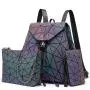 Wholesale Custom Holographic Reflective Bag Wallet Clutch Set Geometric Luminous Purses and Handbags Backpack for Women