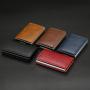 OEM041 Leather Men Aluminum Wallet Back Pocket ID Card holder RFID Blocking Mini Wallet Automatic Credit Card Coin Purse