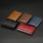 OEM041 Leather Men Aluminum Wallet Back Pocket ID Card holder RFID Blocking Mini Wallet Automatic Credit Card Coin Purse