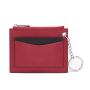 Customize luxury genuine leather zipper credit card holder wallet with keyring/keychain